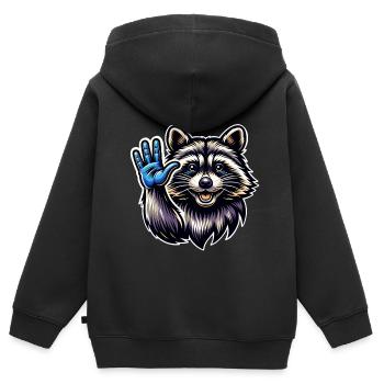 Raton laveur - Sweat Premium à capuche zippé enfant bio - noir - Dos - AI Model Kid Male (0cm)