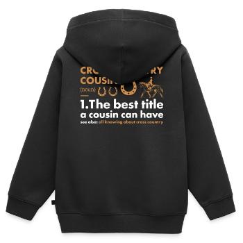 Rider Cousin Definition Cross Country - Kinder Premium Organic Zip Hoodie - Schwarz - Hinten - AI Model Kid Male (0cm)