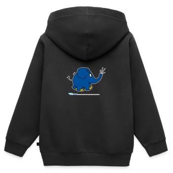Der Elefant - trompetend - Kinder Premium Organic Zip Hoodie - Schwarz - Hinten - AI Model Kid Male (0cm)