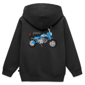 Singe Z50A DE | bonbons saphir bleu - Sweat Premium à capuche zippé enfant bio - noir - Dos - AI Model Kid Male (0cm)