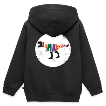 Dinosaure. Je suis un style génial. Animaux. Préhistoire - Sweat Premium à capuche zippé enfant bio - noir - Dos - AI Model Kid Male (0cm)