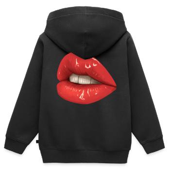 Lippen - Kinder Premium Organic Zip Hoodie - Schwarz - Hinten - AI Model Kid Male (0cm)