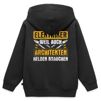 Elektriker Elektrik - Kinder Premium Organic Zip Hoodie - Schwarz - Hinten - AI Model Kid Male (0cm)