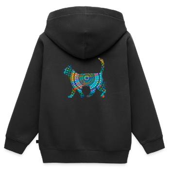 katze,bunt,mandala, bunte katze,muster,orient - Kinder Premium Organic Zip Hoodie - Schwarz - Hinten - AI Model Kid Male (0cm)