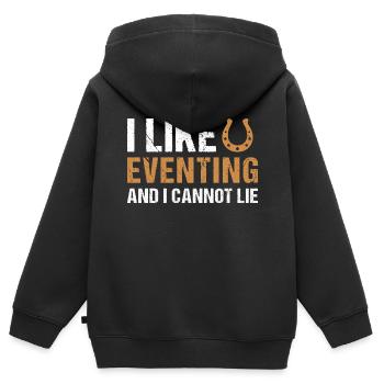 Cavalier J’aime le concours complet - Sweat Premium à capuche zippé enfant bio - noir - Dos - AI Model Kid Male (0cm)
