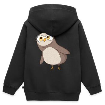 Kauz Comic - Kinder Premium Organic Zip Hoodie - Schwarz - Hinten - AI Model Kid Male (0cm)