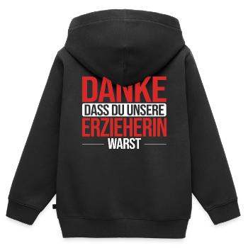 Erzieherin Kinder - Kinder Premium Organic Zip Hoodie - Schwarz - Hinten - AI Model Kid Male (0cm)