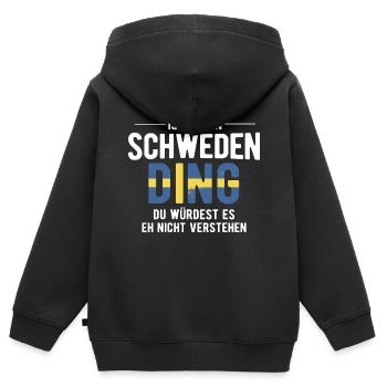Ist So Ein Schweden Ding Schweden - Kinder Premium Organic Zip Hoodie - Schwarz - Hinten - AI Model Kid Male (0cm)