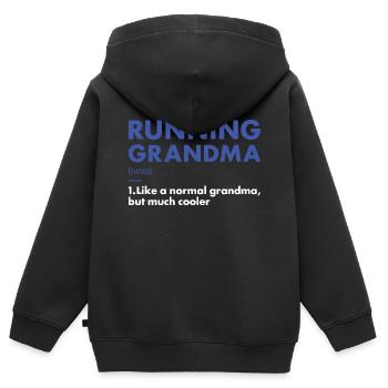 Sport Grand-mère Course à pied - Sweat Premium à capuche zippé enfant bio - noir - Dos - AI Model Kid Male (0cm)