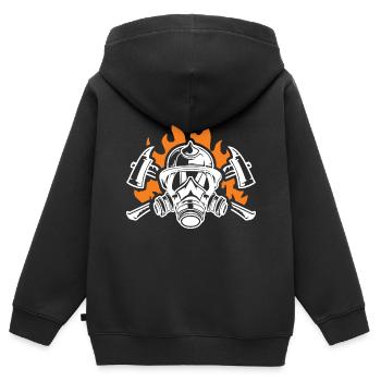 fire brigade - Kids Premium Organic Zip-up Hoodie - black - Back - AI Model Kid Male (0cm)