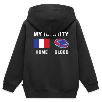 Mon identité France Rugby - Sweat Premium à capuche zippé enfant bio - noir - Dos - AI Model Kid Male (0cm)