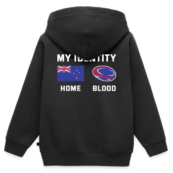 Mon identité Rugby - Sweat Premium à capuche zippé enfant bio - noir - Dos - AI Model Kid Male (0cm)
