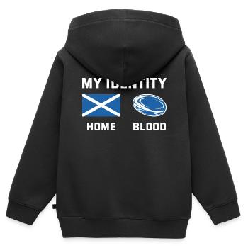 Mon identité Écosse Rugby - Sweat Premium à capuche zippé enfant bio - noir - Dos - AI Model Kid Male (0cm)