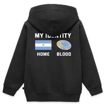 Mon identité Argentine Rugby - Sweat Premium à capuche zippé enfant bio - noir - Dos - AI Model Kid Male (0cm)