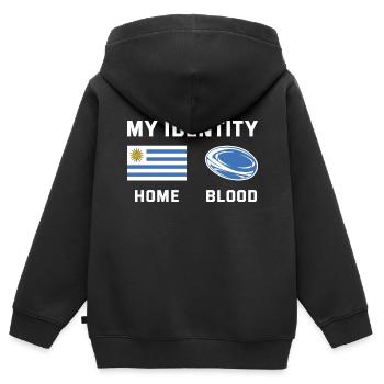 Mon identité Uruguay Rugby - Sweat Premium à capuche zippé enfant bio - noir - Dos - AI Model Kid Male (0cm)