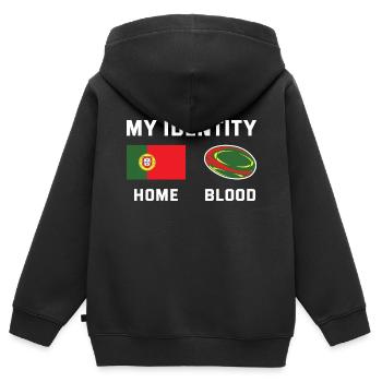 Mon identité Portugal Rugby - Sweat Premium à capuche zippé enfant bio - noir - Dos - AI Model Kid Male (0cm)