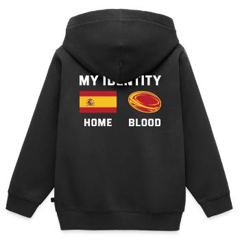 Mon identité Espagne Rugby - Sweat Premium à capuche zippé enfant bio - noir - Dos - AI Model Kid Male (0cm)