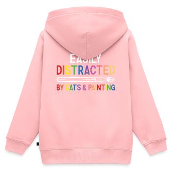Painter Easily Distracted By Cats And Painting - Kinder Premium Organic Zip Hoodie - Rosa - Hinten - AI Model Kid Female (0cm)