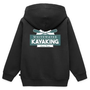 Profitez du kayak en eau vive - Sweat Premium à capuche zippé enfant bio - noir - Dos - AI Model Kid Male (0cm)