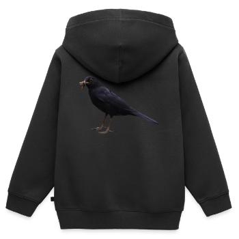 Amsel Vogel schwarzer Vogel - Kinder Premium Organic Zip Hoodie - Schwarz - Hinten - AI Model Kid Male (0cm)