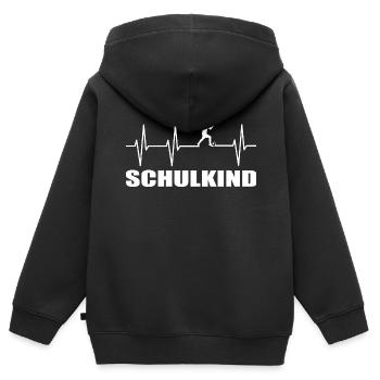 Einschulung - Kinder Premium Organic Zip Hoodie - Schwarz - Hinten - AI Model Kid Male (0cm)