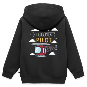 Pilote d'hélicoptère | hélicoptère rouge - Sweat Premium à capuche zippé enfant bio - noir - Dos - AI Model Kid Male (0cm)