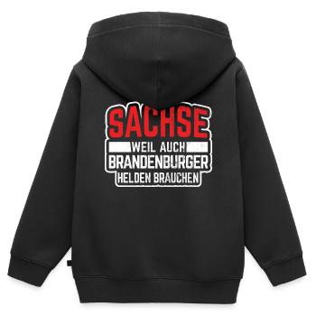 Sachsen Ostdeutschland - Kinder Premium Organic Zip Hoodie - Schwarz - Hinten - AI Model Kid Male (0cm)