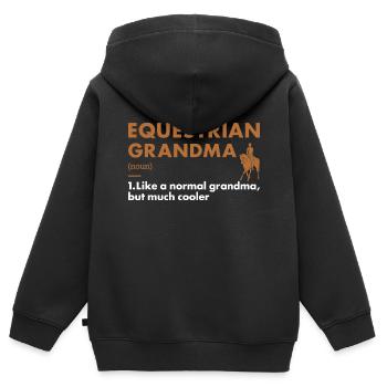 Sport Grandma Definition Equestrian - Kinder Premium Organic Zip Hoodie - Schwarz - Hinten - AI Model Kid Male (0cm)