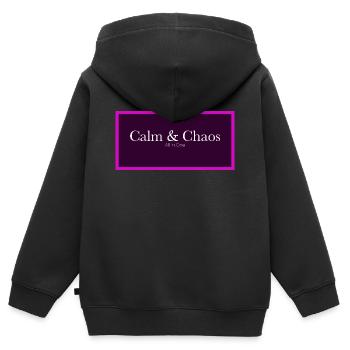 Calme et chaos - Sweat Premium à capuche zippé enfant bio - noir - Dos - AI Model Kid Male (0cm)