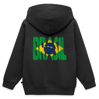 Brasil Brasilien Brasilianische Flagge Reise - Kinder Premium Organic Zip Hoodie - Schwarz - Hinten - AI Model Kid Male (0cm)