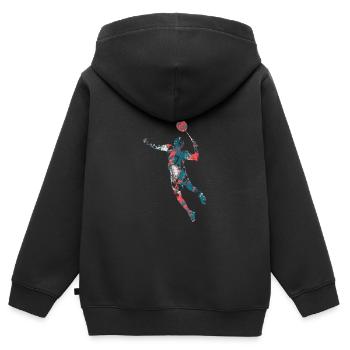 Badminton - Kinder Premium Organic Zip Hoodie - Schwarz - Hinten - AI Model Kid Male (0cm)