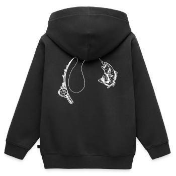Angeln - Kinder Premium Organic Zip Hoodie - Schwarz - Hinten - AI Model Kid Male (0cm)