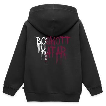 boykott katar,katar,flagge, wm,graffiti - Kinder Premium Organic Zip Hoodie - Schwarz - Hinten - AI Model Kid Male (0cm)