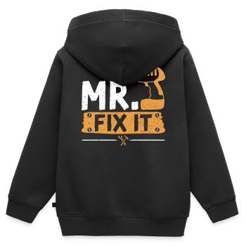 Mr Fix It - DIY - Kids Premium Organic Zip-up Hoodie - black - Back - AI Model Kid Male (0cm)