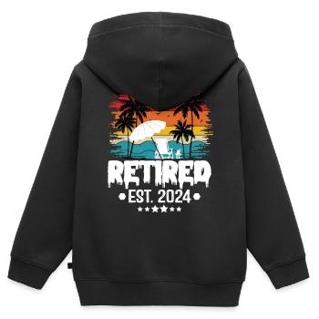 Pensioniert 2024 nicht mehr mein Problem Urlaub - Kinder Premium Organic Zip Hoodie - Schwarz - Hinten - AI Model Kid Male (0cm)