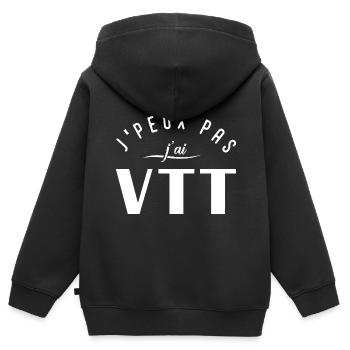 Je peux pas j'ai VTT - Sweat Premium à capuche zippé enfant bio - noir - Dos - AI Model Kid Male (0cm)