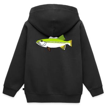 Truite - Sweat Premium à capuche zippé enfant bio - noir - Dos - AI Model Kid Male (0cm)