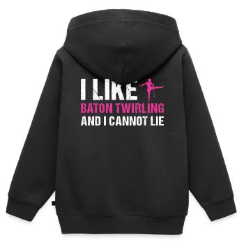 Baton Twirler J’aime Baton Twirling - Sweat Premium à capuche zippé enfant bio - noir - Dos - AI Model Kid Male (0cm)
