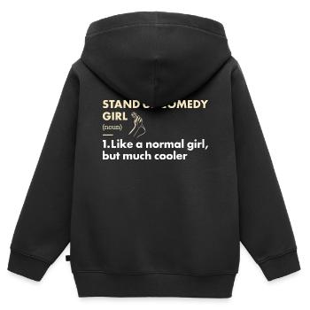 Comedian Girl Definition Stand Up Comedy - Kinder Premium Organic Zip Hoodie - Schwarz - Hinten - AI Model Kid Male (0cm)