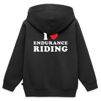 Cycliste J’adore l’endurance - Sweat Premium à capuche zippé enfant bio - noir - Dos - AI Model Kid Male (0cm)