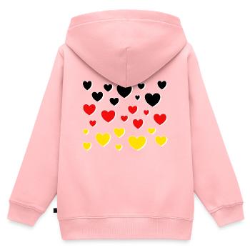 Allemagne Noir Rouge Or - Sweat Premium à capuche zippé enfant bio - rose - Dos - AI Model Kid Female (0cm)