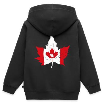 Kanada Ahorn Flagge - Kinder Premium Organic Zip Hoodie - Schwarz - Hinten - AI Model Kid Male (0cm)