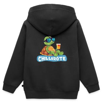 Chill toad - Kids Premium Organic Zip-up Hoodie - black - Back - AI Model Kid Male (0cm)
