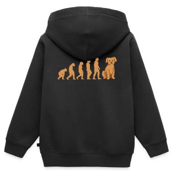 Evolution Poodle - Kinder Premium Organic Zip Hoodie - Schwarz - Hinten - AI Model Kid Male (0cm)
