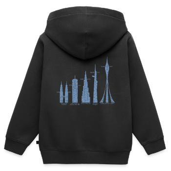 Les plus hauts gratte-ciel Nuages Bâtiments Méga tours - Sweat Premium à capuche zippé enfant bio - noir - Dos - AI Model Kid Male (0cm)