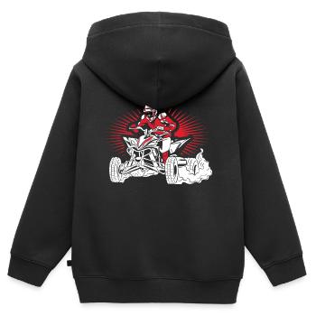 Quad - Kinder Premium Organic Zip Hoodie - Schwarz - Hinten - AI Model Kid Male (0cm)