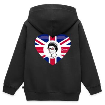 Britische Königin Monarchie Platin-Jubiläum 70. Jahr - Kinder Premium Organic Zip Hoodie - Schwarz - Hinten - AI Model Kid Male (0cm)