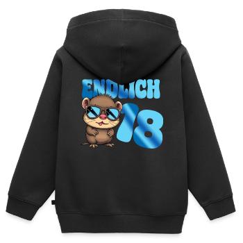 Erwachsen Teenie 18. Geburtstag volljährig - Otter - Kinder Premium Organic Zip Hoodie - Schwarz - Hinten - AI Model Kid Male (0cm)