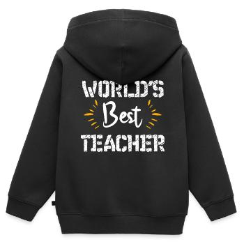 teacher world s best teacher - Kinder Premium Organic Zip Hoodie - Schwarz - Hinten - AI Model Kid Male (0cm)