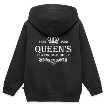 Britische Königin Monarchie Platin-Jubiläum 70. Jahr - Kinder Premium Organic Zip Hoodie - Schwarz - Hinten - AI Model Kid Male (0cm)